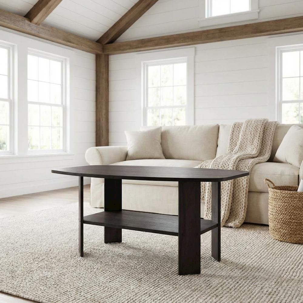 Dark Walnut Coffee Table with Simple Design and Sturdy Construction. Picture 2