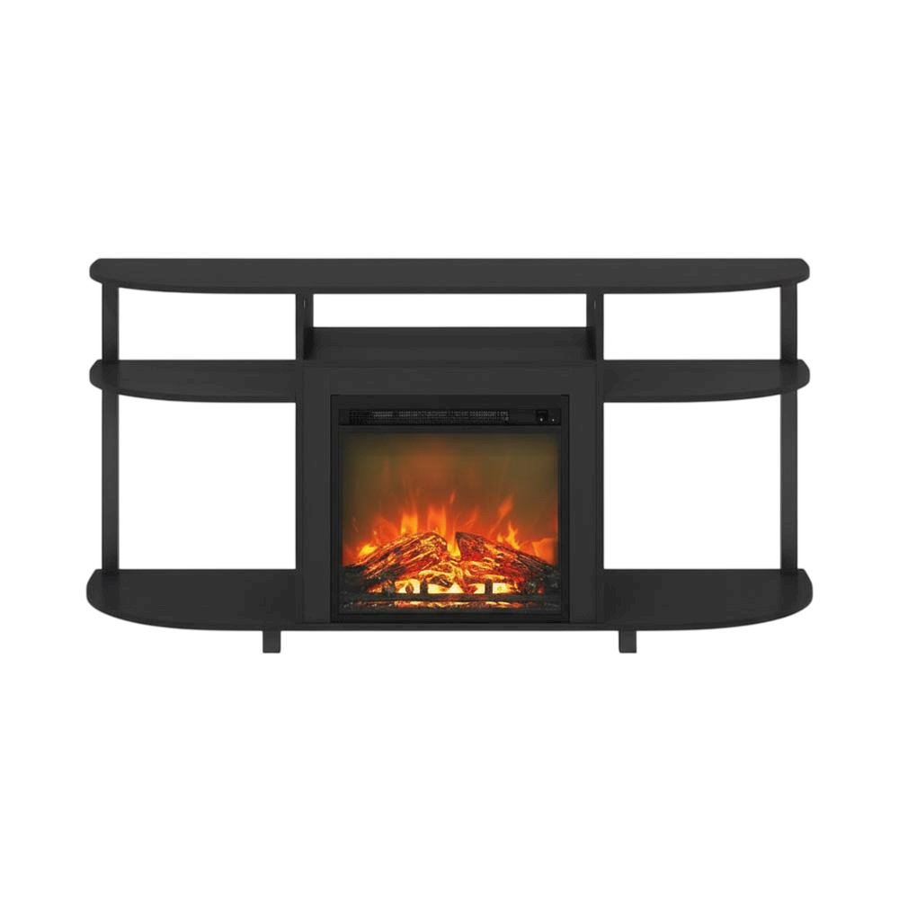 Entertainment Center Stand, Fireplace, TVs up to 55 Inch, Brown Finish. Picture 4