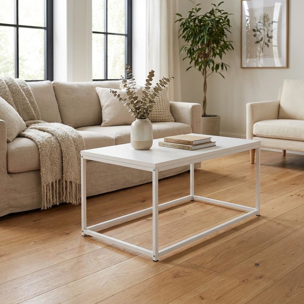White Coffee Table With Sleek Modern Design For Living Room. Picture 3