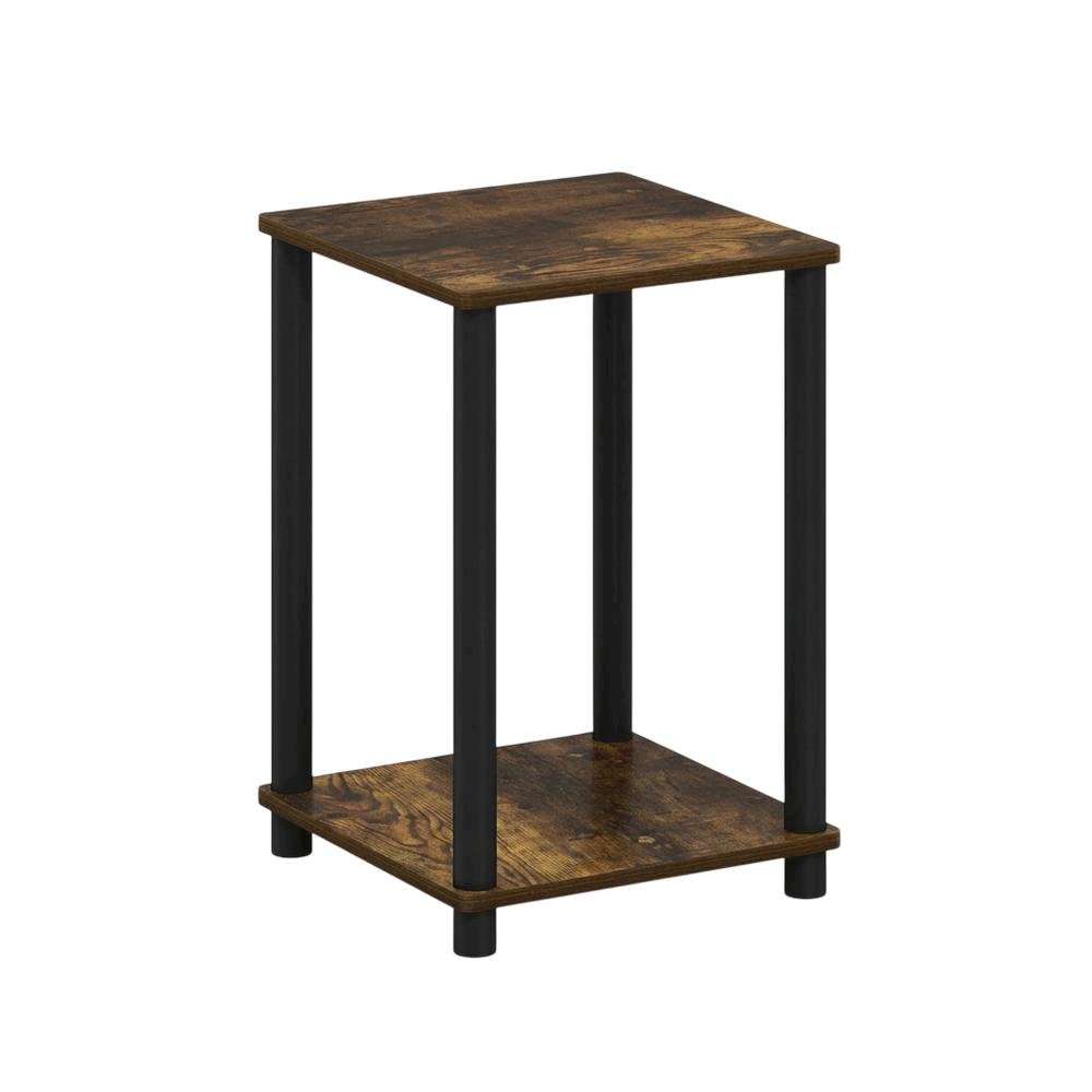 Amber Pine and Black Finish End Table with Modern Design. Picture 1
