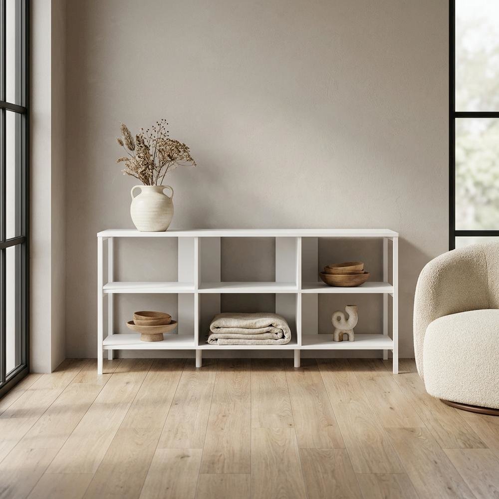 Modern TV stand, up to 60-inch TVs, metal, wood construction, clean white finish. Picture 3