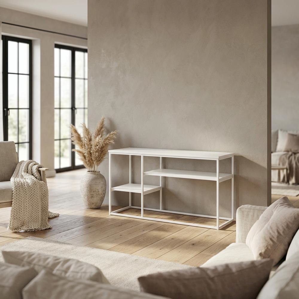 Modern White TV Stand for TVs up to 50 Inch with Solid Wood and Walnut Veneers. Picture 3