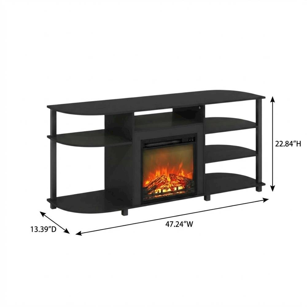 Entertainment Center Stand, Fireplace, TVs up to 55 Inch, Brown Finish. Picture 7