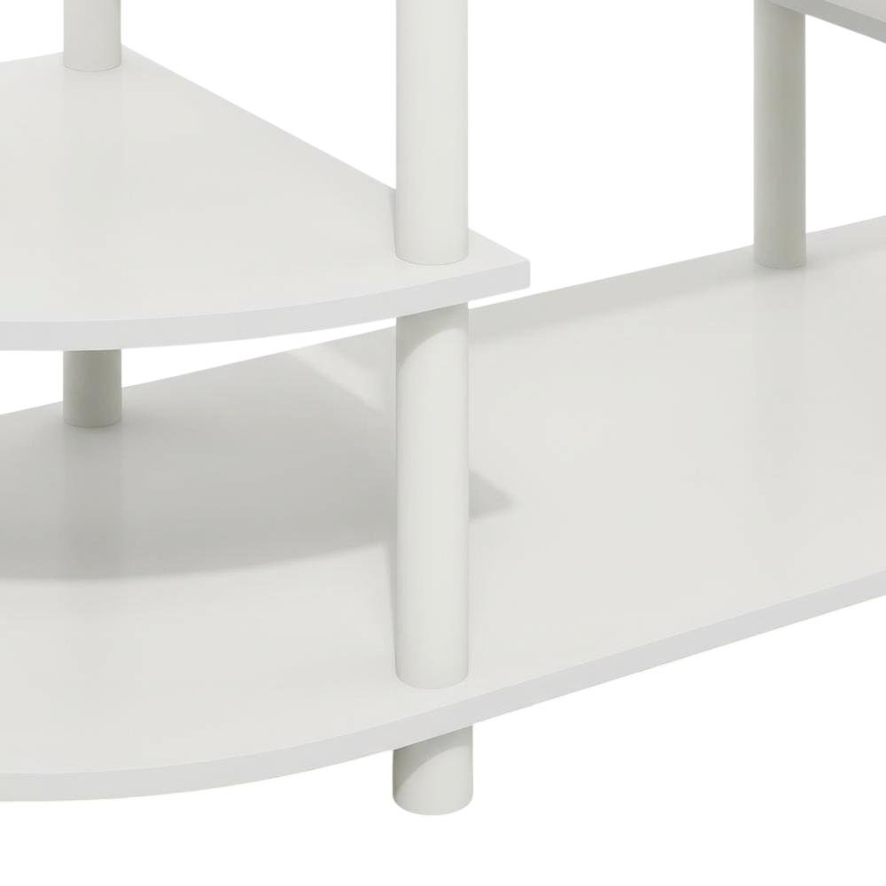 White Corner TV Stand with Solid Rubberwood and Walnut Veneers, Modern Design. Picture 6