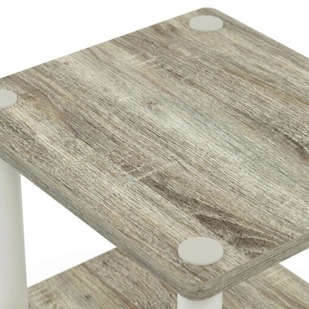 3-Tier End Table in Sonoma Oak and White with Multi-Level Storage. Picture 5