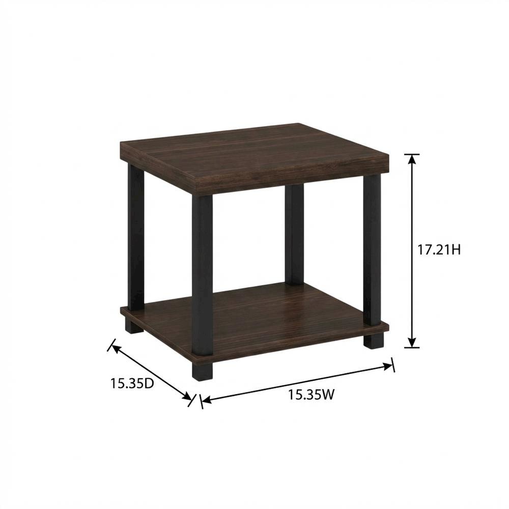 Espresso, End Side Table, Open Shelf, Quality Build. Picture 7