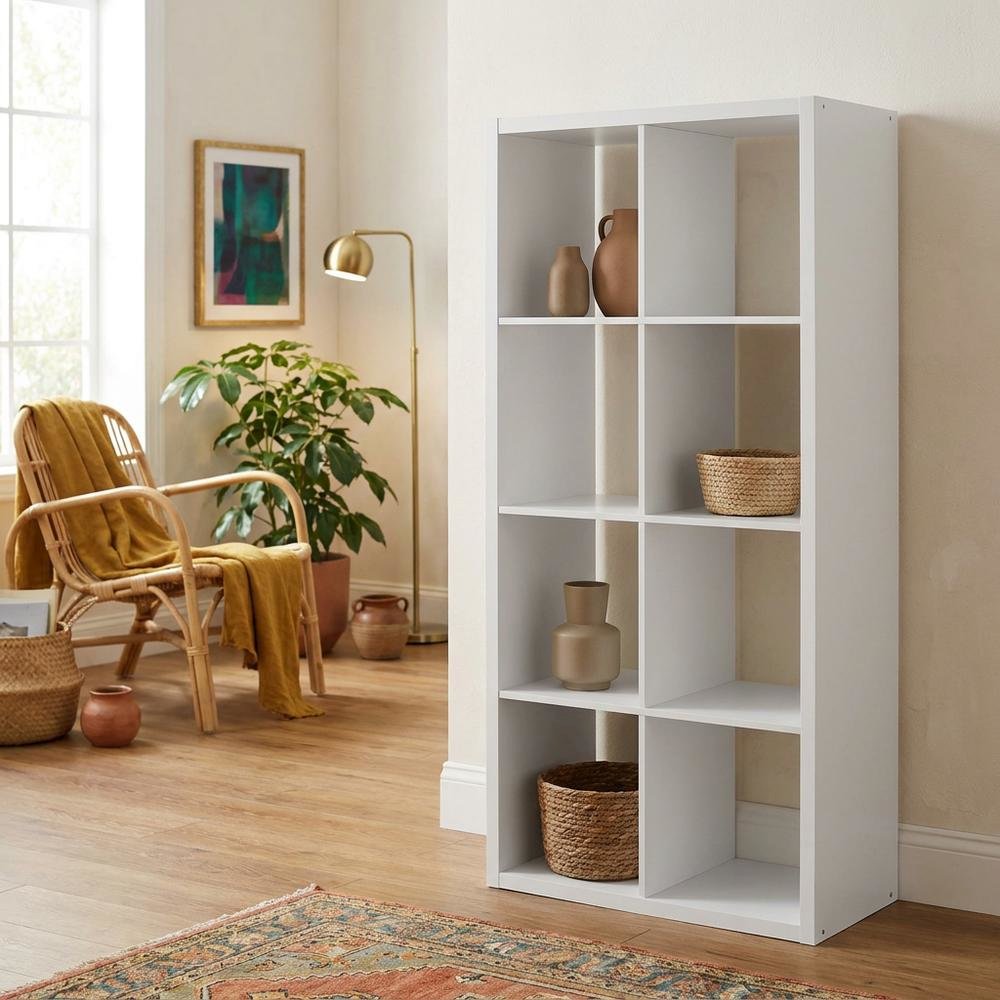 White 8-Cube Open Storage Organizer, Modular Shelving Unit. Picture 2