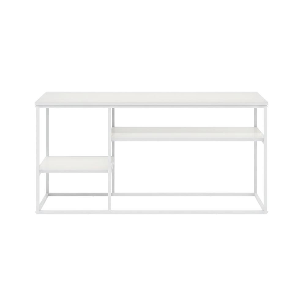 Modern White TV Stand for TVs up to 50 Inch with Solid Wood and Walnut Veneers. Picture 4