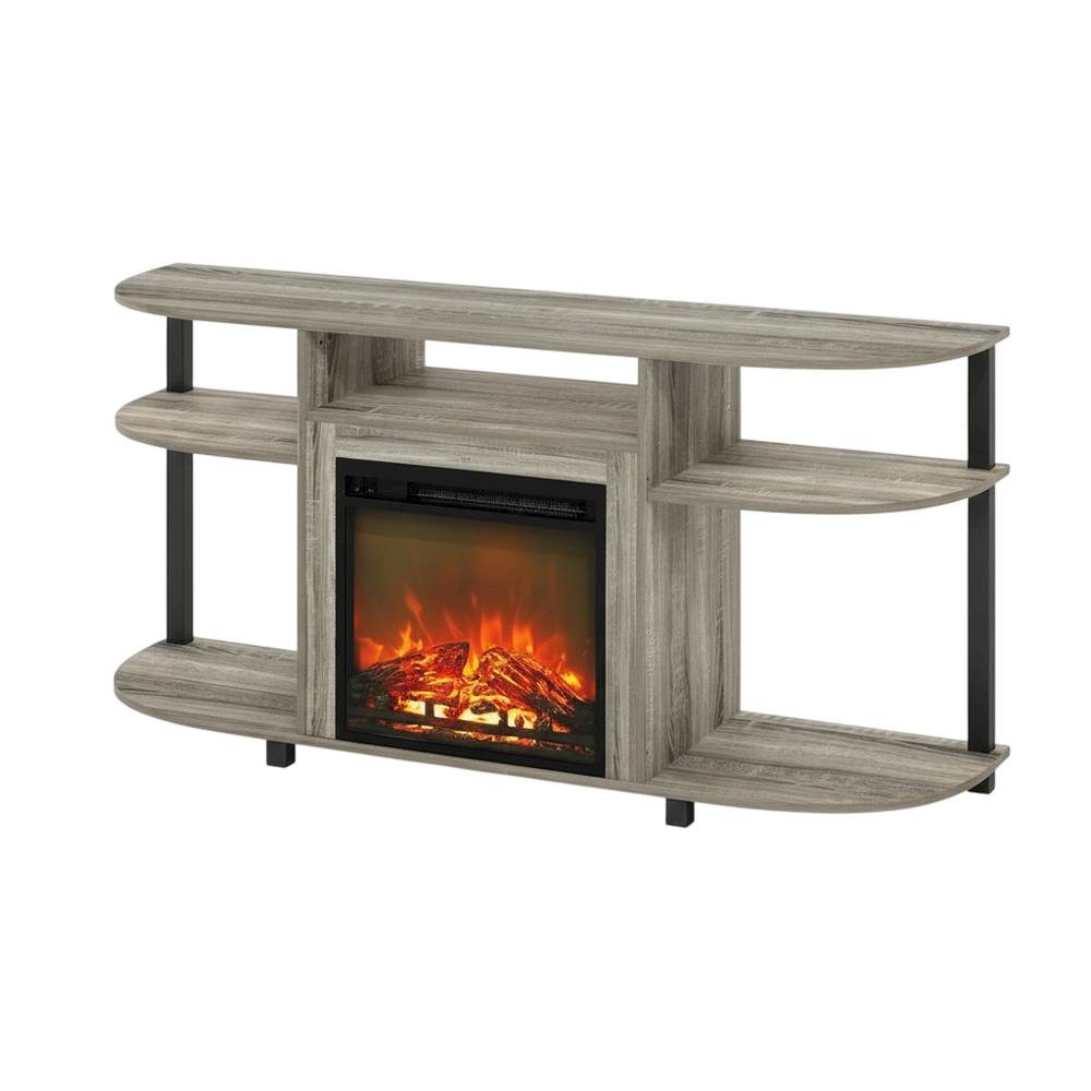 Gray entertainment center stand, fireplace insert, TV up to 55 inches, solid. Picture 1