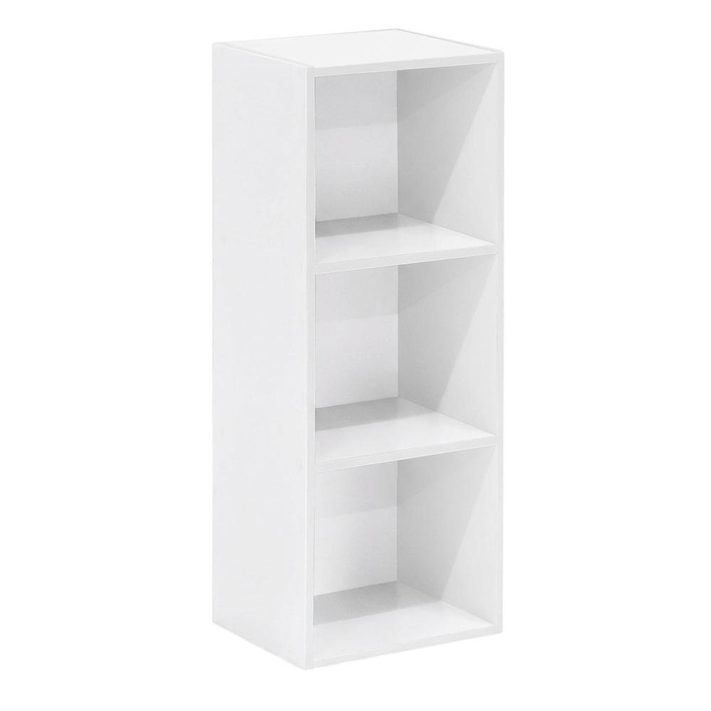 White 3-Tier Open Shelf Bookcase with Modern Design and Sturdy Construction. Picture 1