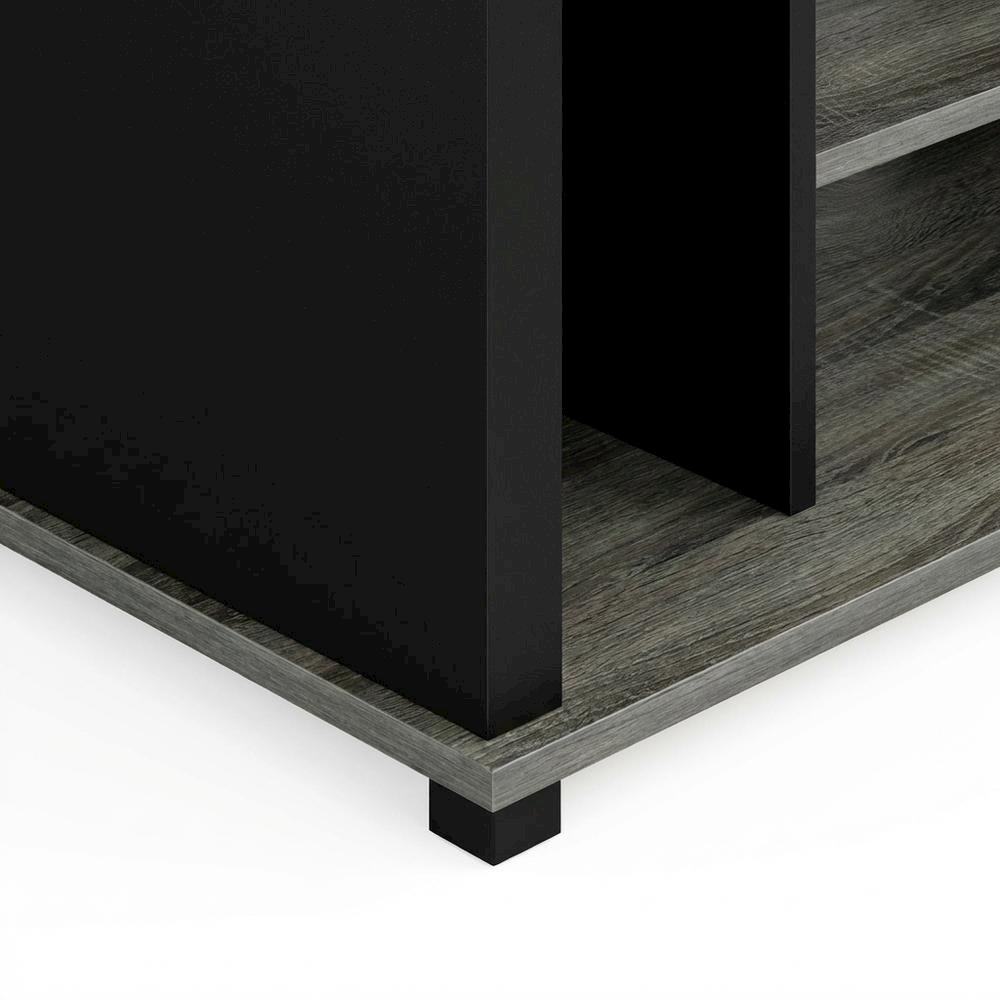 Wood Entertainment Center with Storage Bins in French Oak and Black Finish. Picture 6