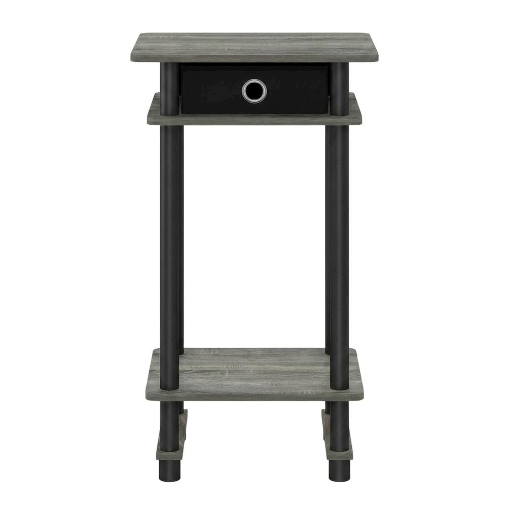 French Oak Grey and Black End Table Set with Storage Bins, Modern Style. Picture 4