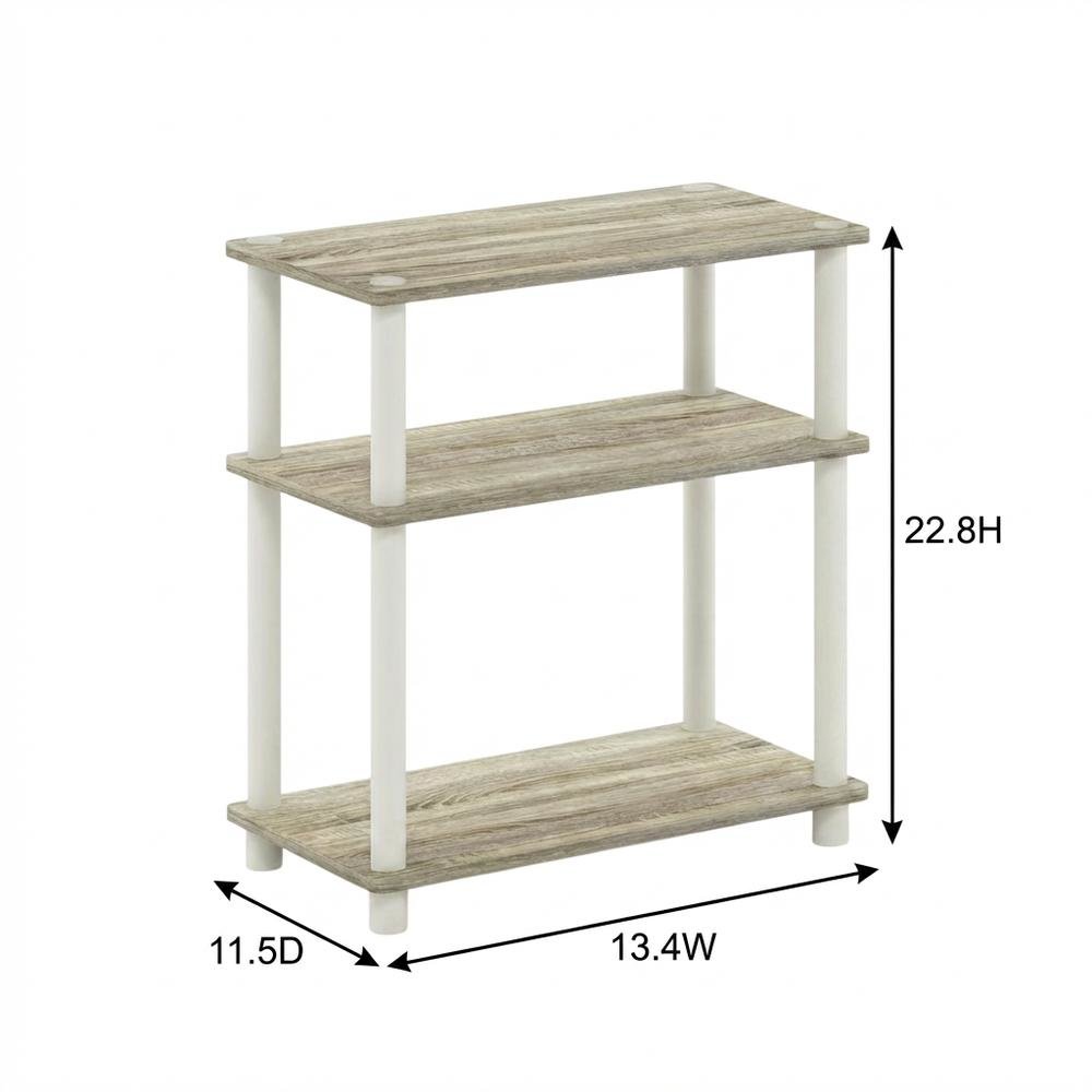 3-Tier End Table in Sonoma Oak and White with Multi-Level Storage. Picture 7