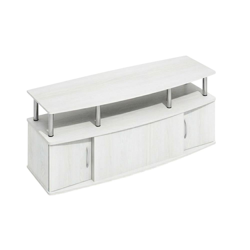 White wood entertainment center for TVs up to 55 inches with ample storage space. Picture 1