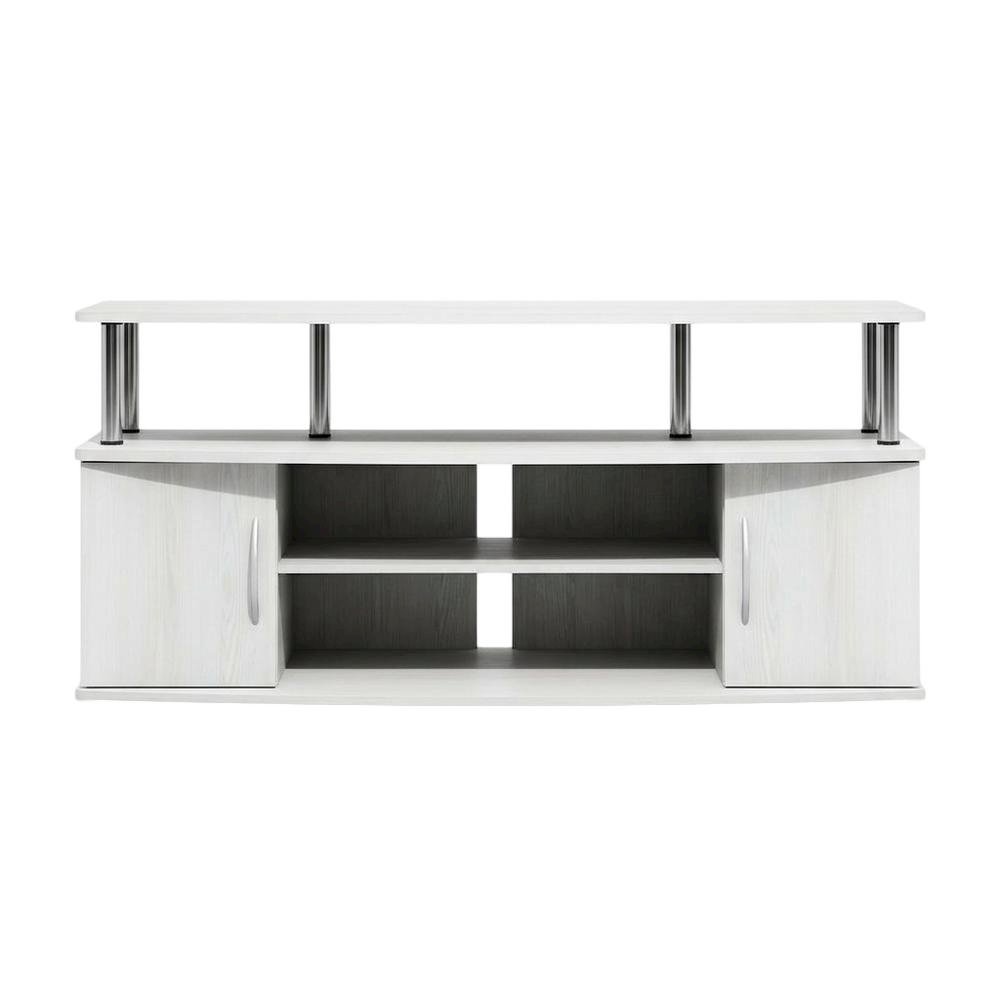 White wood entertainment center for TVs up to 55 inches with ample storage space. Picture 4