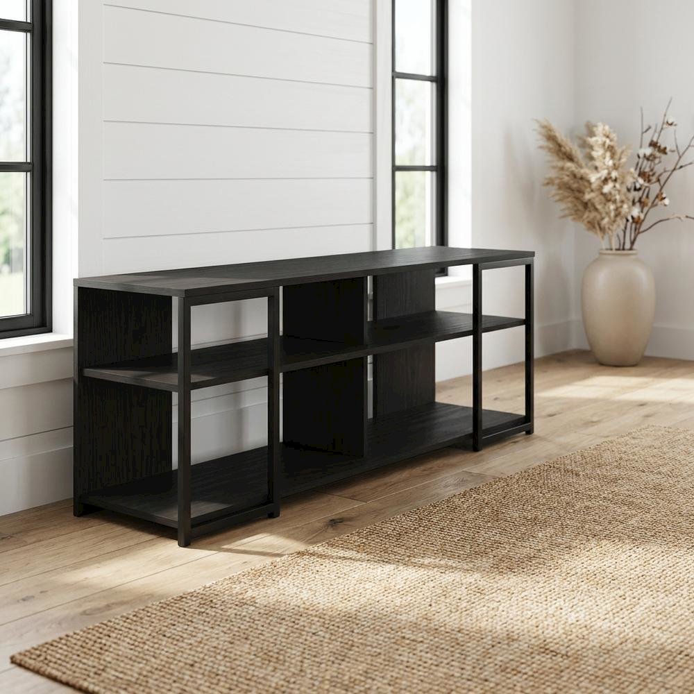 Modern TV Stand for 65-Inch Screens with Metal and Wood Finish. Picture 2