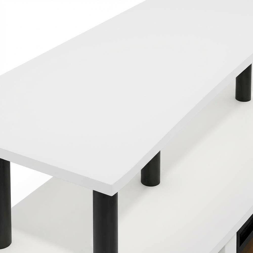 White open shelving, fireplace entertainment center, 55-inch TVs, rubberwood. Picture 5