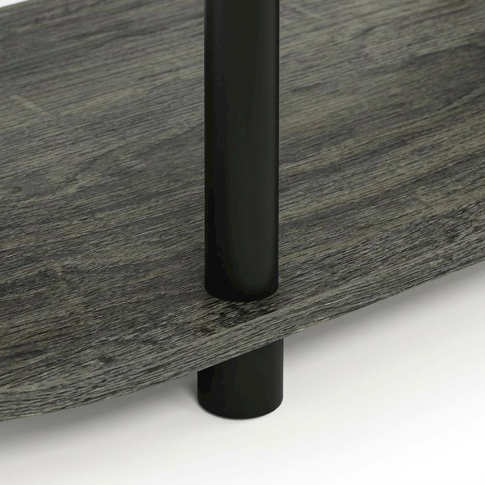 Corner TV stand in French Oak Grey/Black, durable composite wood, plastic. Picture 6
