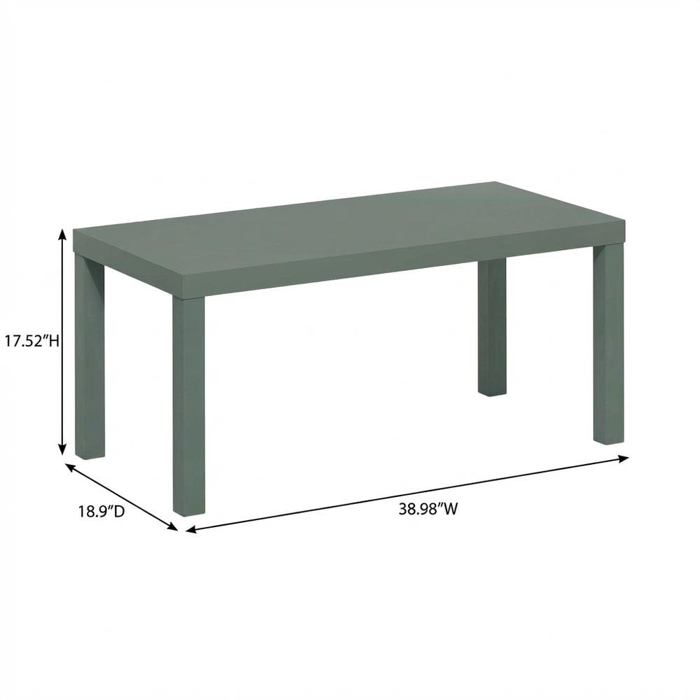 Rectangular Sage Green Coffee Table with Thick Tabletop, Modern Style. Picture 7