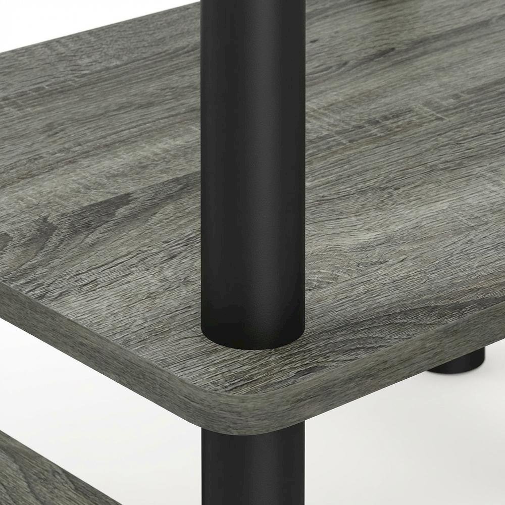 French Oak Grey and Black Tall End Table with Storage Bin. Picture 6