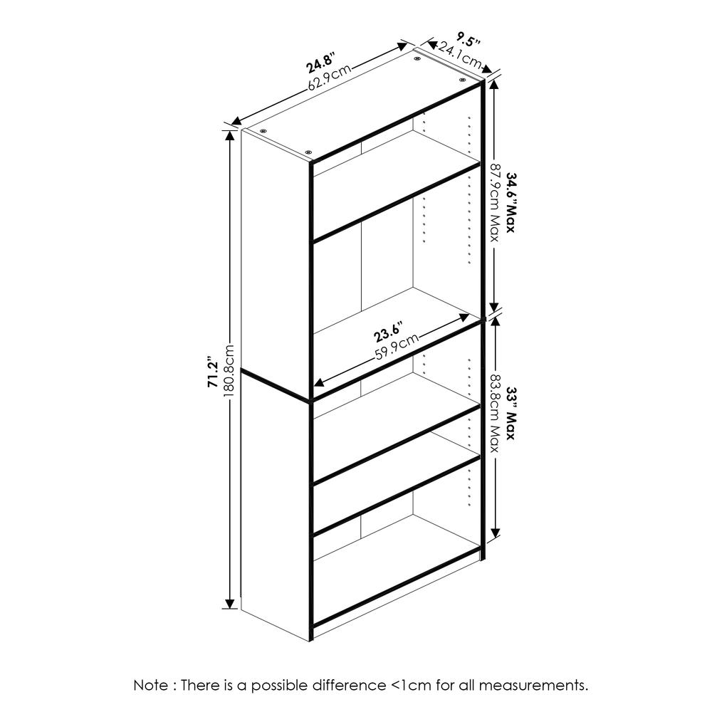 Furinno JAYA Simply Home 5-Shelf Bookcase, Amber Pine. Picture 2