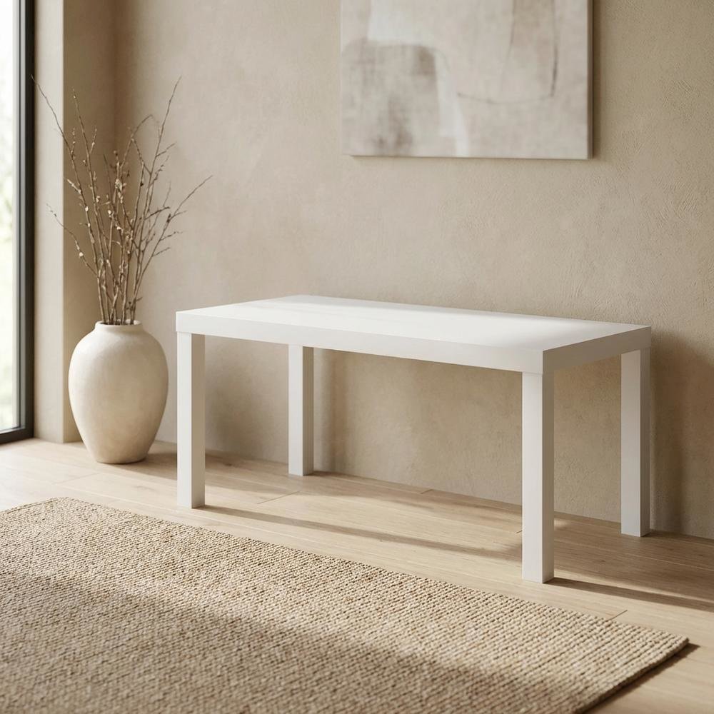 White modern TV stand with sleek design and ample storage space. Picture 3