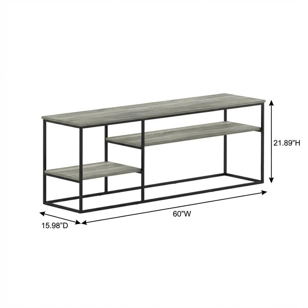 Modern TV Stand for 65 Inch TV with Wood Construction and Elegant Grey Finish. Picture 7