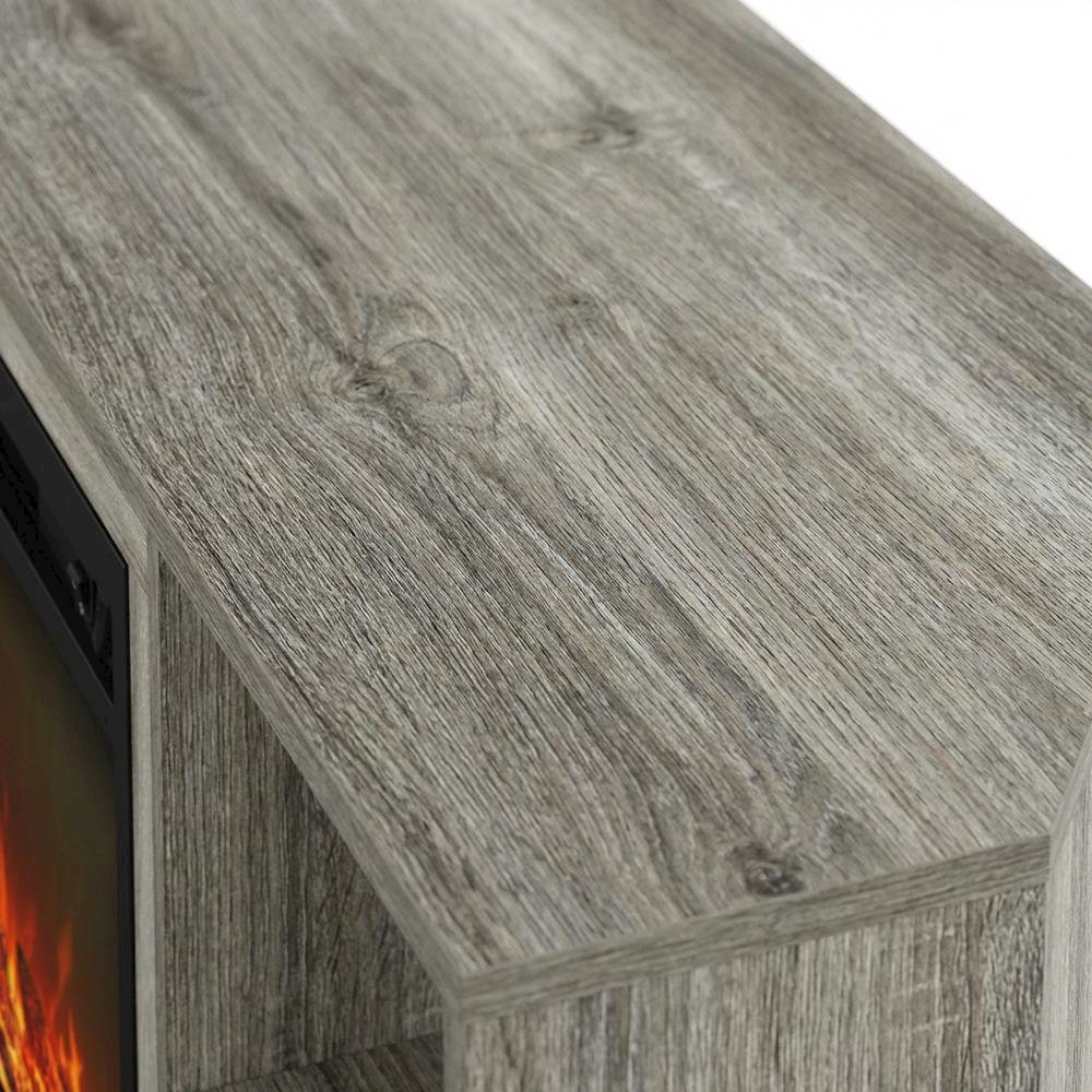 Wood TV stand with metal legs for up to 55-inch screens in French Oak Grey. Picture 5