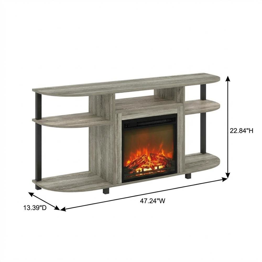 Gray entertainment center stand, fireplace insert, TV up to 55 inches, solid. Picture 7