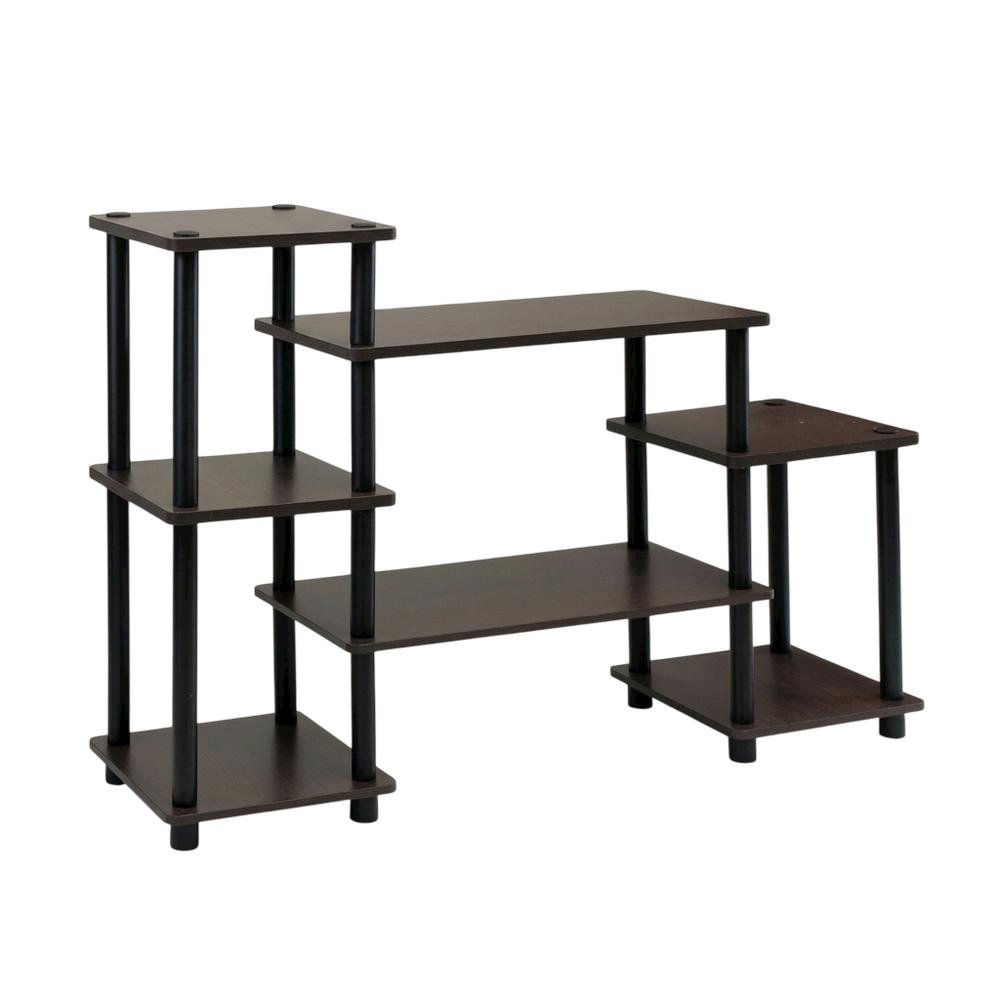 Dark Brown/Black No Tools Entertainment Center with Modern Design. Picture 1
