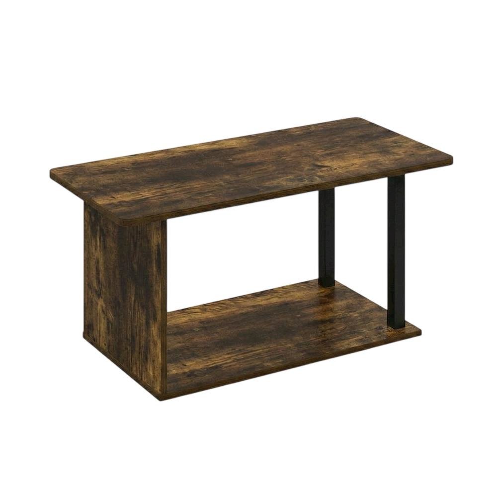 Modern Amber Oak Coffee Table with Open Shelf and 2 Tiers. Picture 1