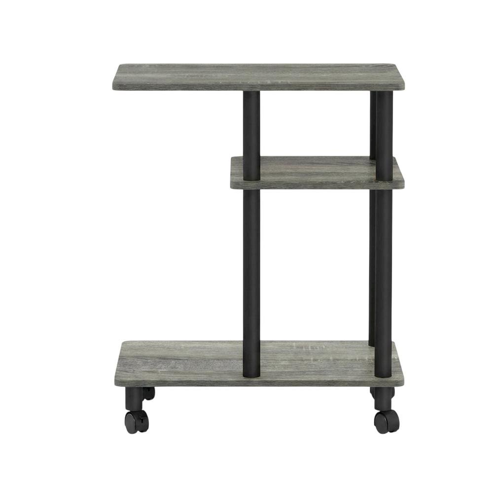 French Oak Grey, U-Shape Sofa Side Table, Rolling Casters. Picture 4