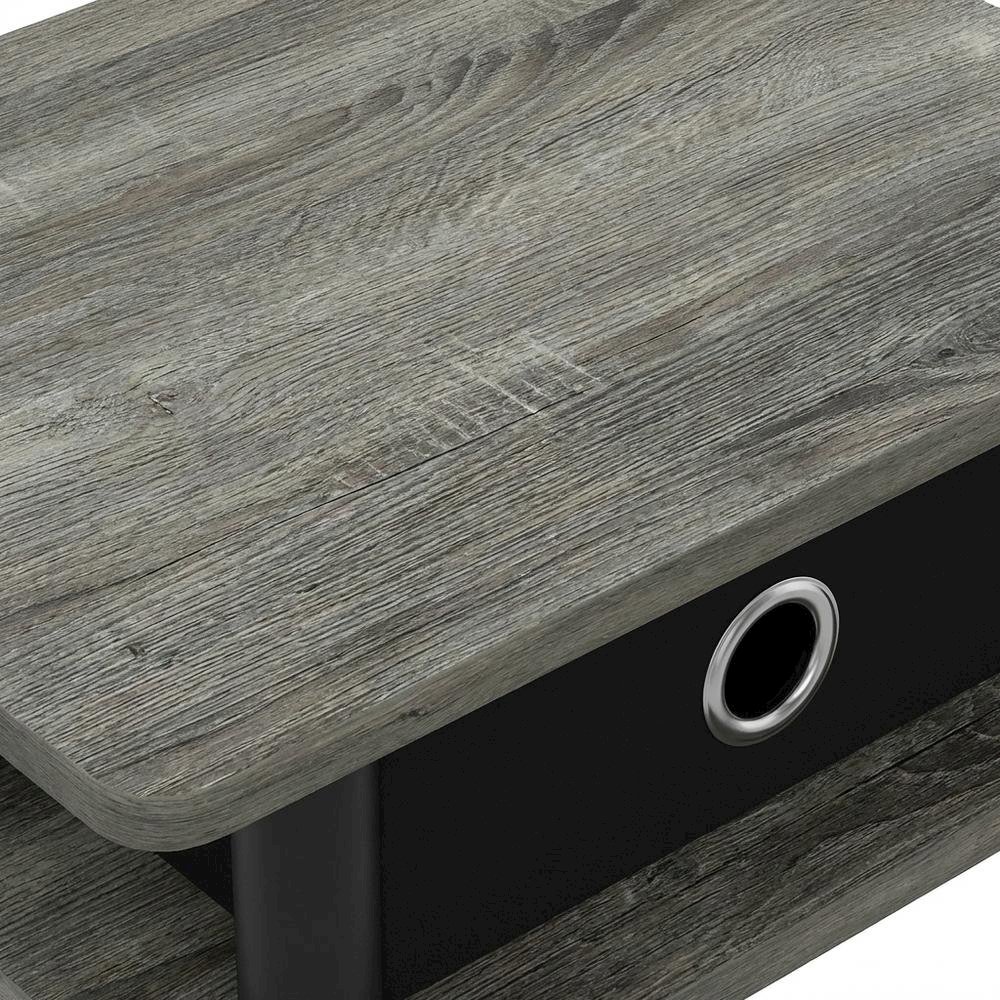 French Oak Grey and Black End Table Set with Storage Bins, Modern Style. Picture 5