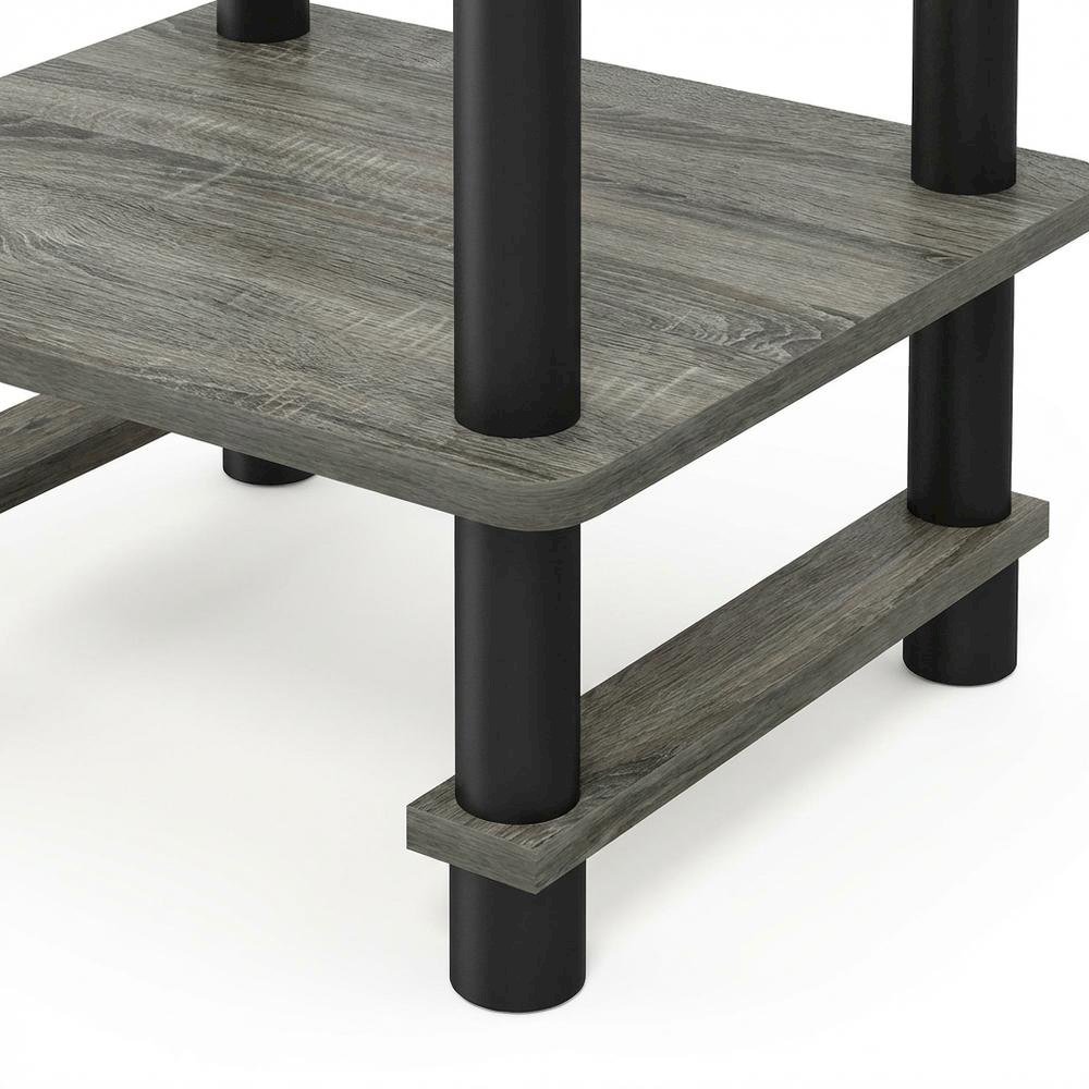 French Oak Grey and Black End Table Set with Storage Bins, Modern Style. Picture 6