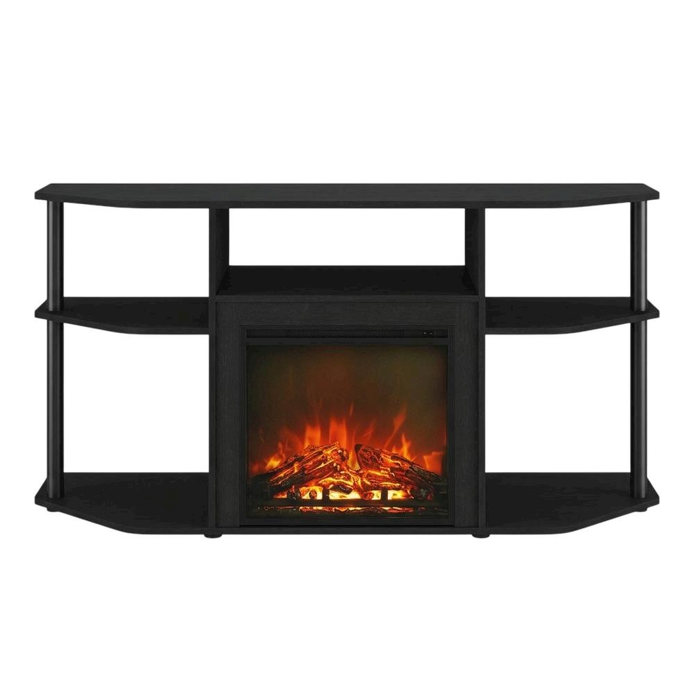 Dark Americano No Heat Fireplace TV Stand for 55-Inch TVs with Open Storage. Picture 3