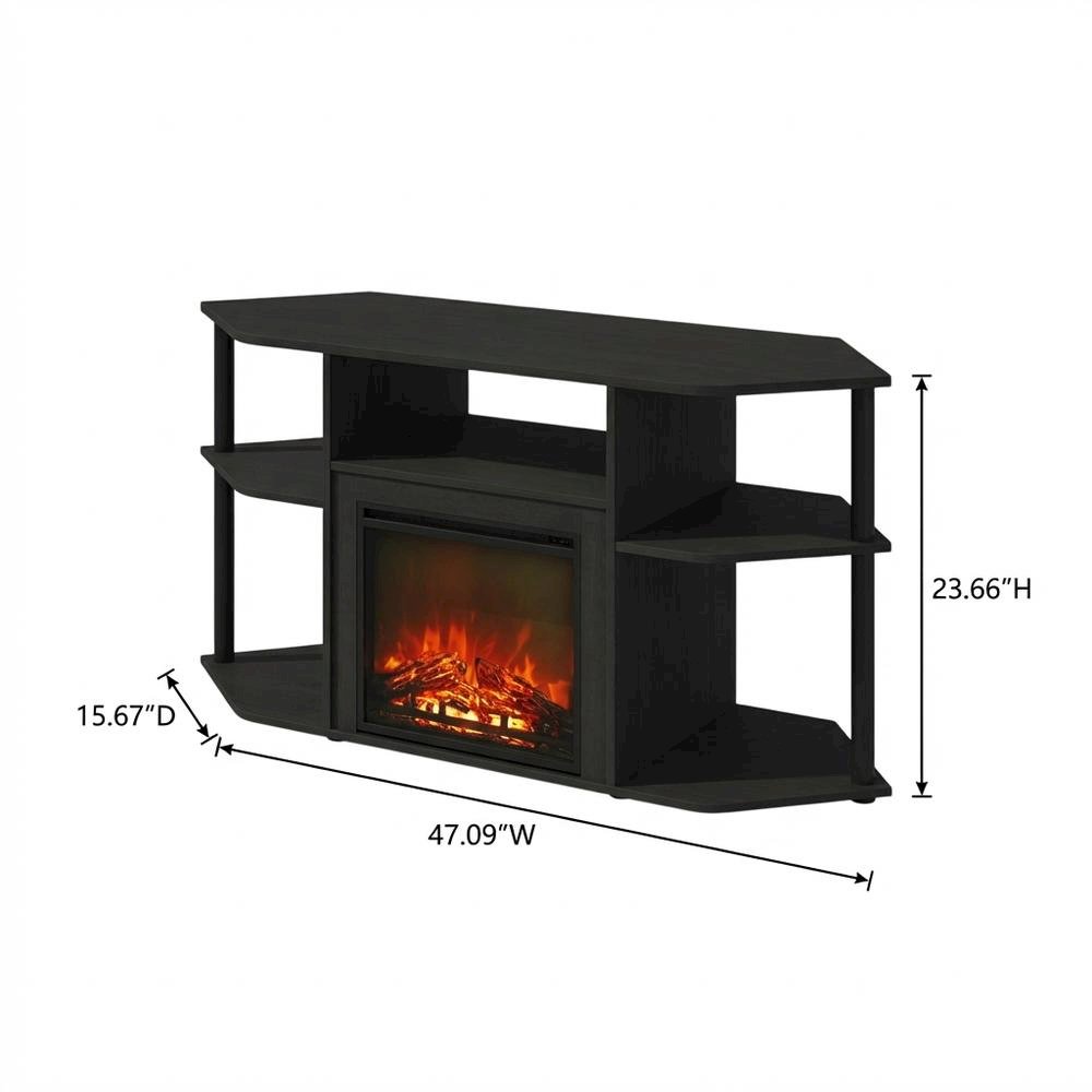 Dark Americano No Heat Fireplace TV Stand for 55-Inch TVs with Open Storage. Picture 8