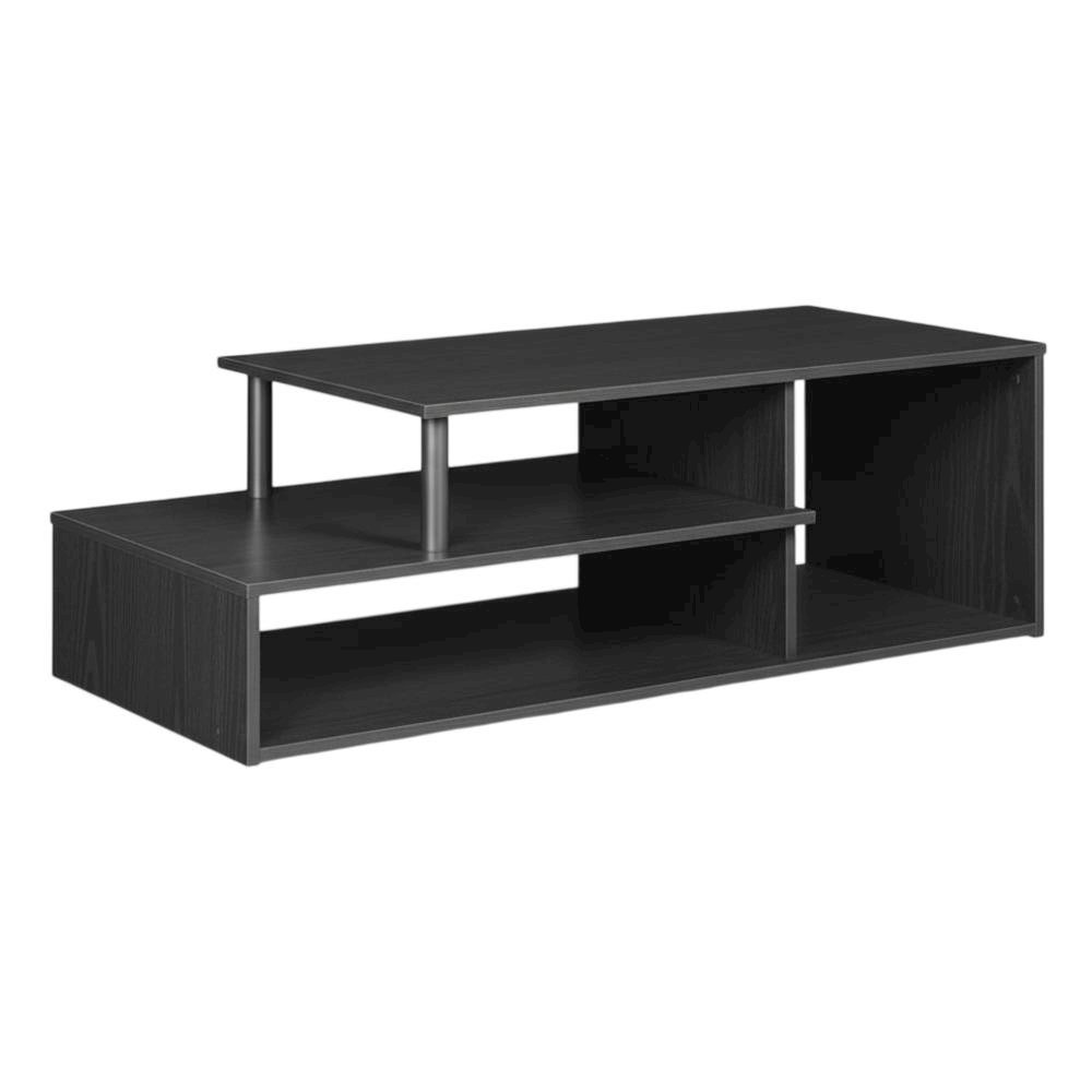 Low Profile TV Stand in Black Wood Finish with Composite Construction. Picture 1