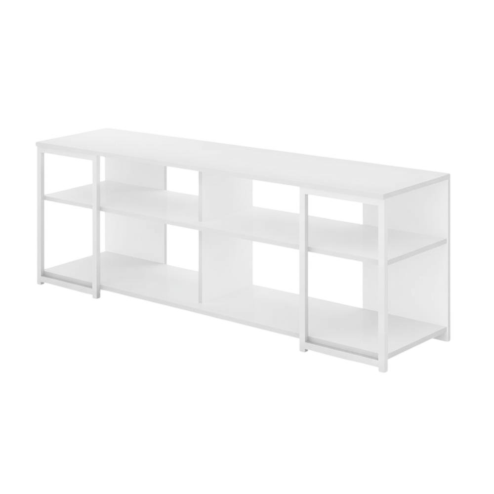White Modern TV stand, up to 65-inch flat screens, metal, wood construction. Picture 1