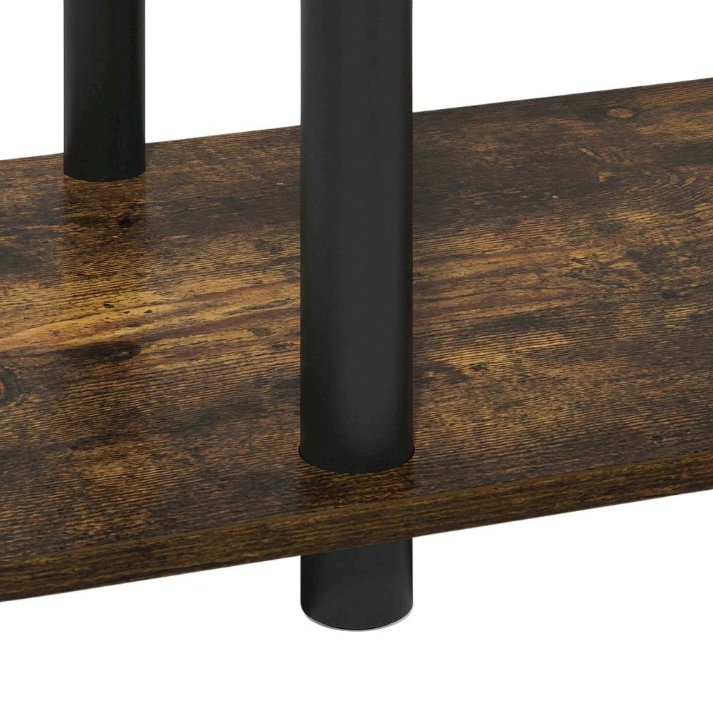 Gold 3-Tier TV Stand with Rubberwood & Walnut Veneer, Sturdy Multi-Level Design. Picture 6