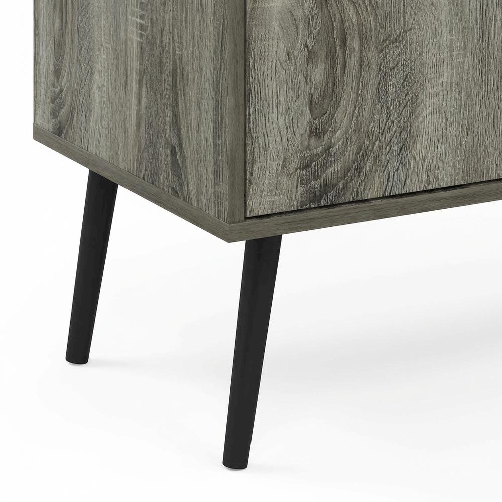 Mid Century Style TV Stand, Wood Legs, French Oak Grey Finish, Single Cabinet. Picture 6