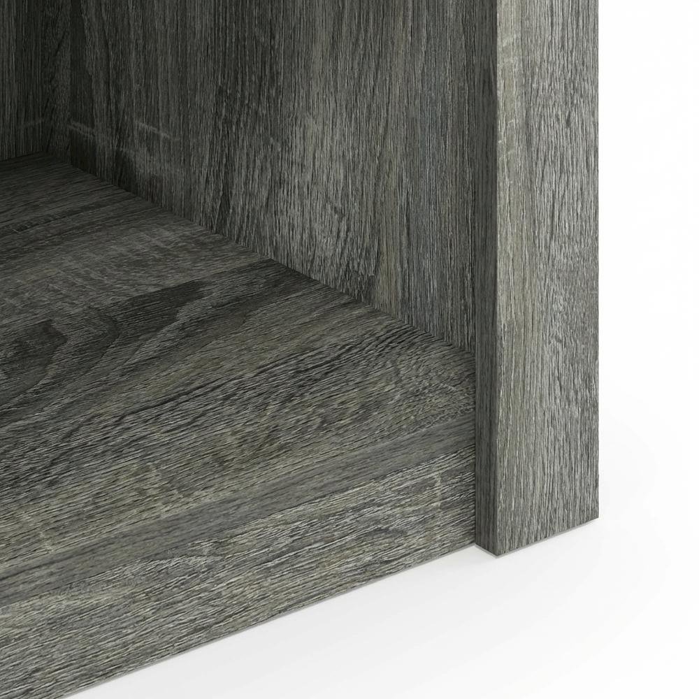 Wooden TV stand, open shelves, storage compartments, French Oak Grey finish. Picture 6