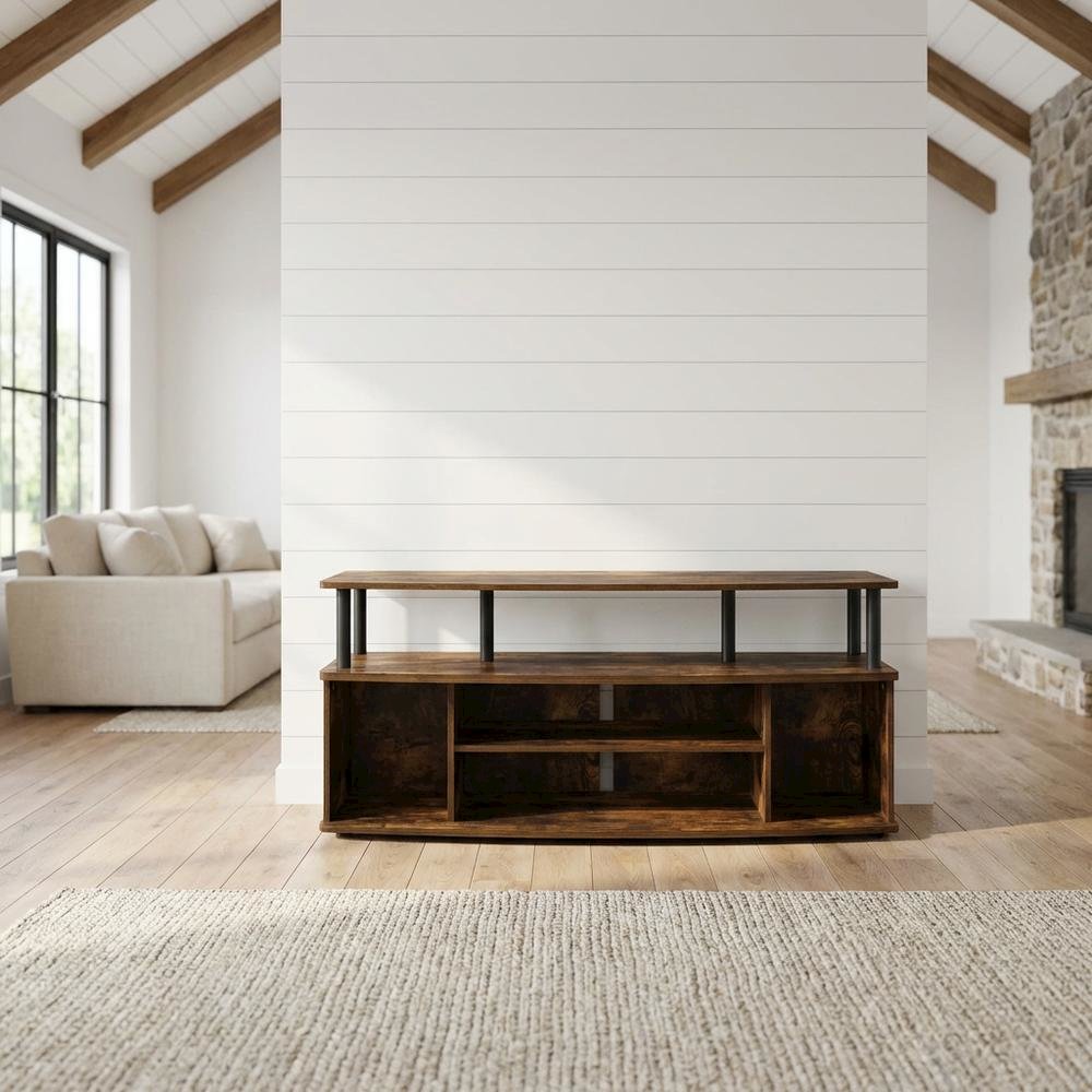 Large entertainment center for up to 55-inch TV in Amber Pine and Black finish. Picture 2