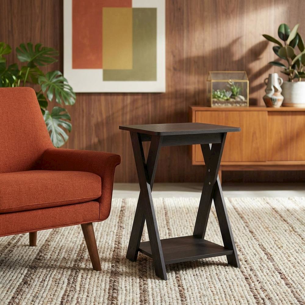 Black espresso end table with sleek surface and versatile design. Picture 3