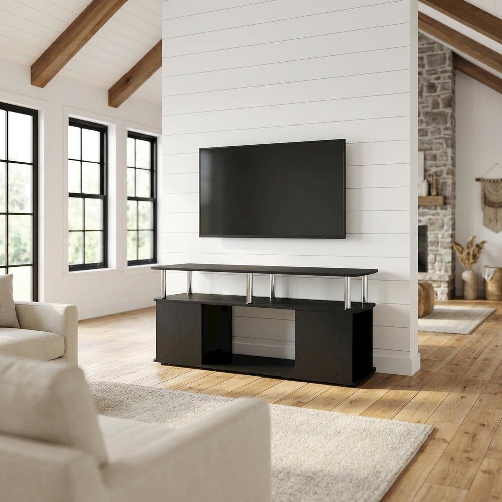 Dark Americano TV Stand for TVs up to 50 Inches with Open Shelves, Storage. Picture 2