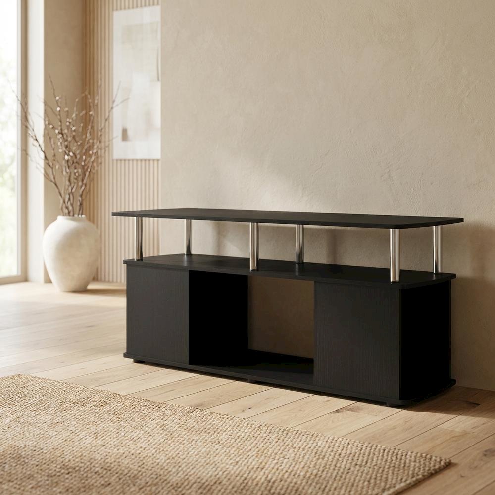 Dark Americano TV Stand for TVs up to 50 Inches with Open Shelves, Storage. Picture 3