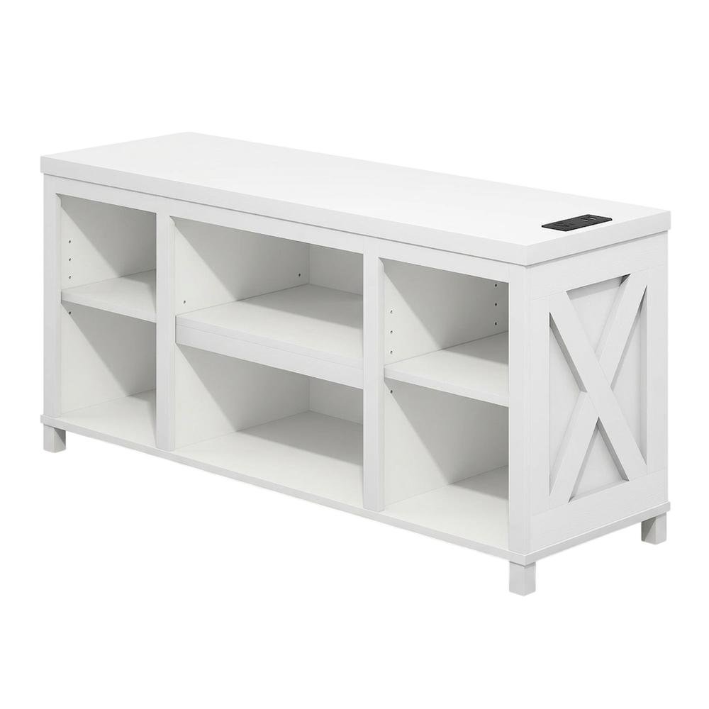 Wooden 3-Tier Entertainment Center for TV up to 55 Inch, USB Ports, Power Outlet. Picture 1