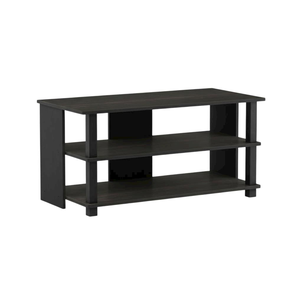 Wooden 3-Tier TV Stand in Espresso, Black, TVs up to 40 inches, ample storage. Picture 4