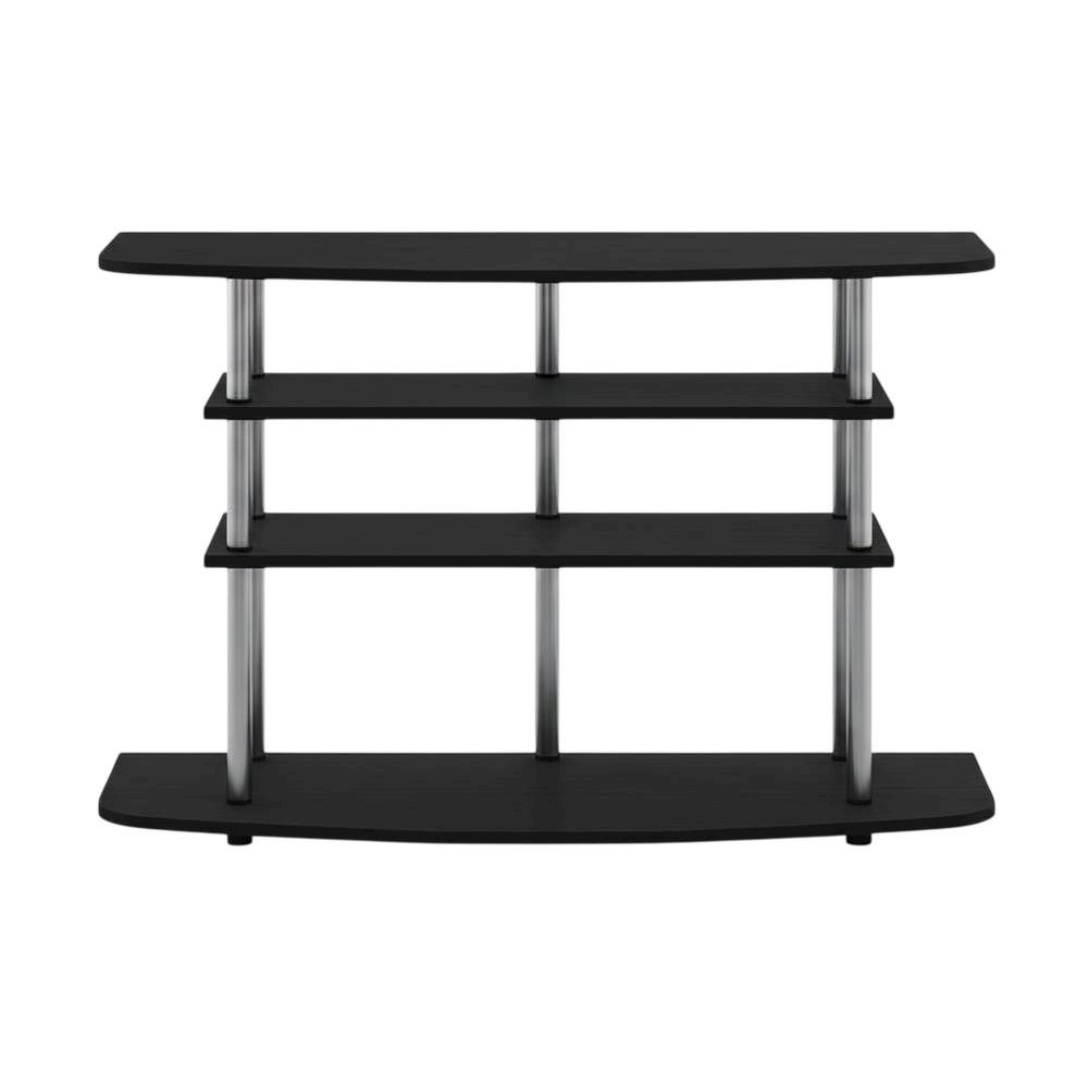 Black Wood TV Stand for up to 46-inch Screens with 4-Tier Storage. Picture 4