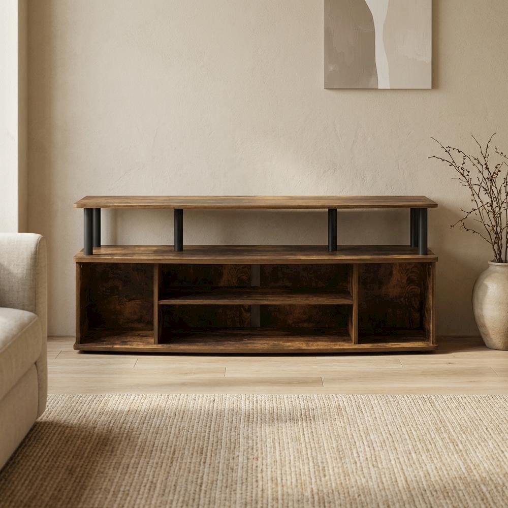 Large entertainment center for up to 55-inch TV in Amber Pine and Black finish. Picture 3