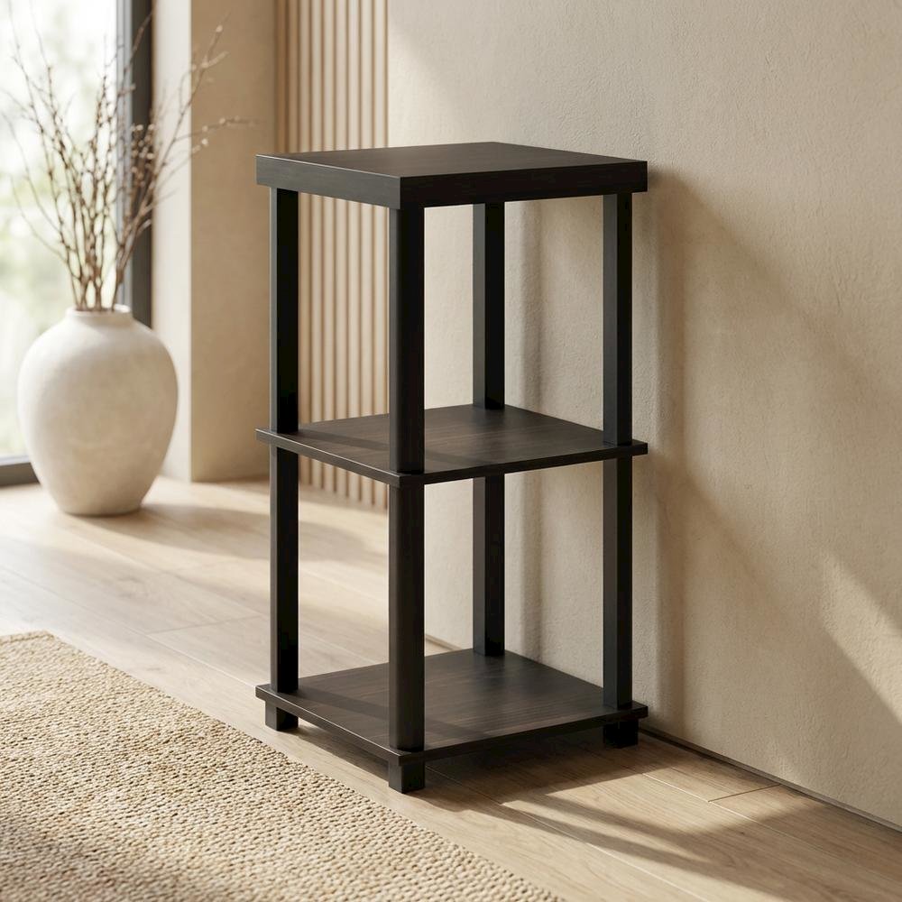 Espresso, End Side Table, Open Shelf, Quality Build. Picture 2